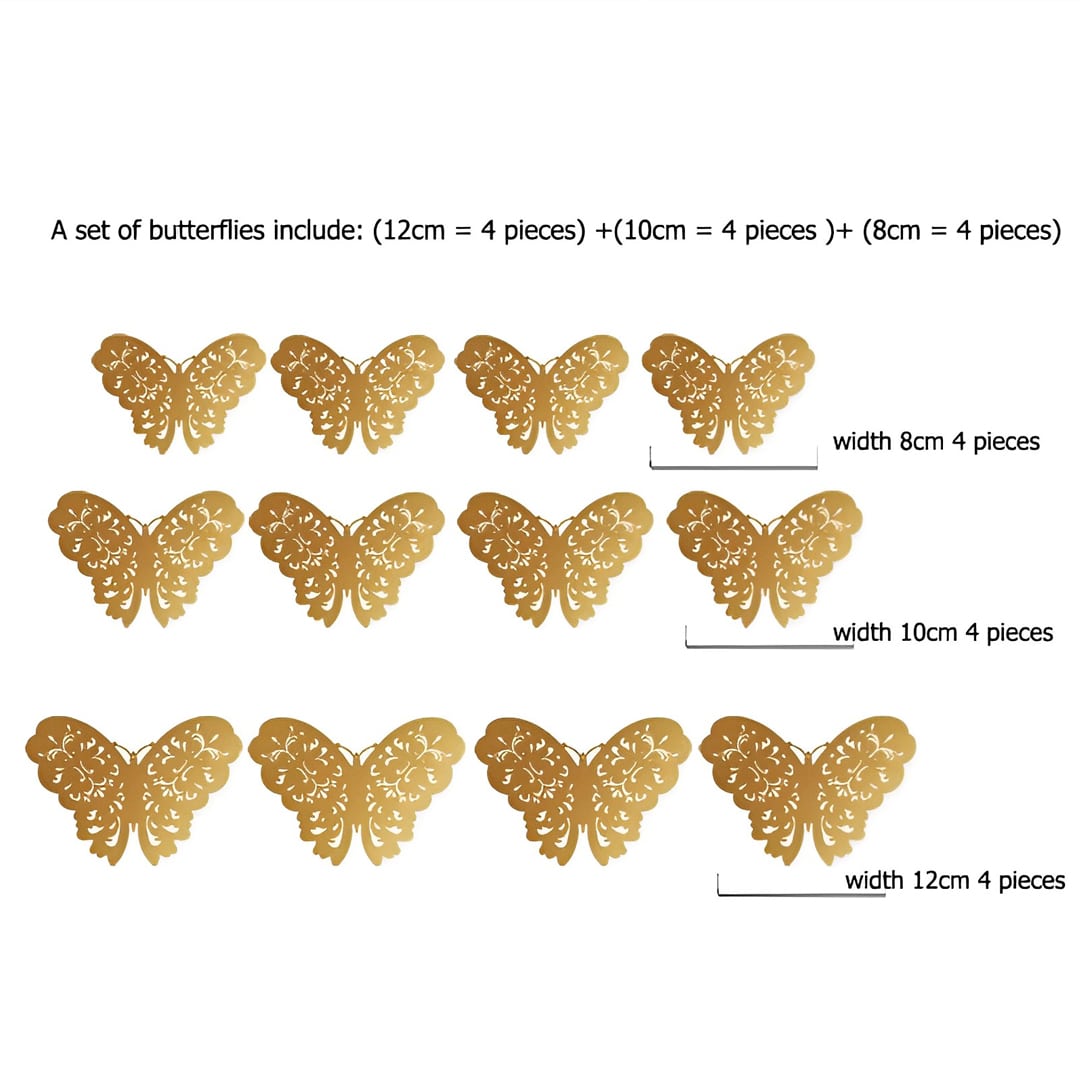 3D Hollow Butterfly Wall Sticker (12 pcs Set)