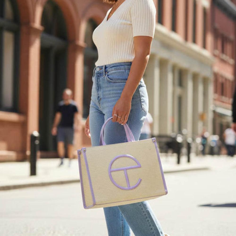 Lavender Woven Tote Handbag