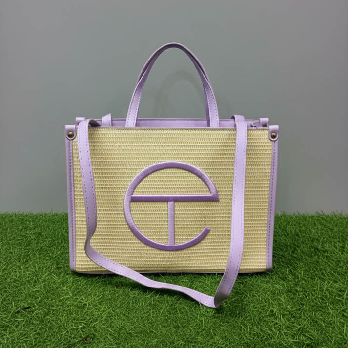 Lavender Woven Tote Handbag