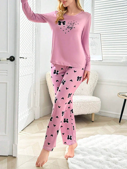 Pink let Me Sleep Printed Night Suit