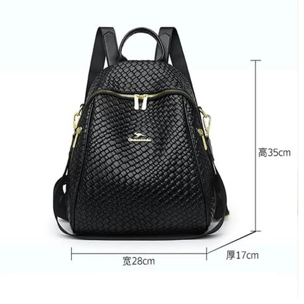 Cluster Crank Leather Backpack + Handbag - BackPack for Women/Girls