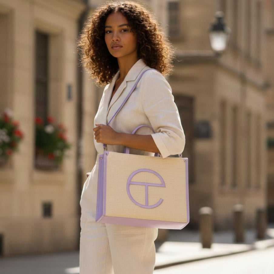 Lavender Woven Tote Handbag