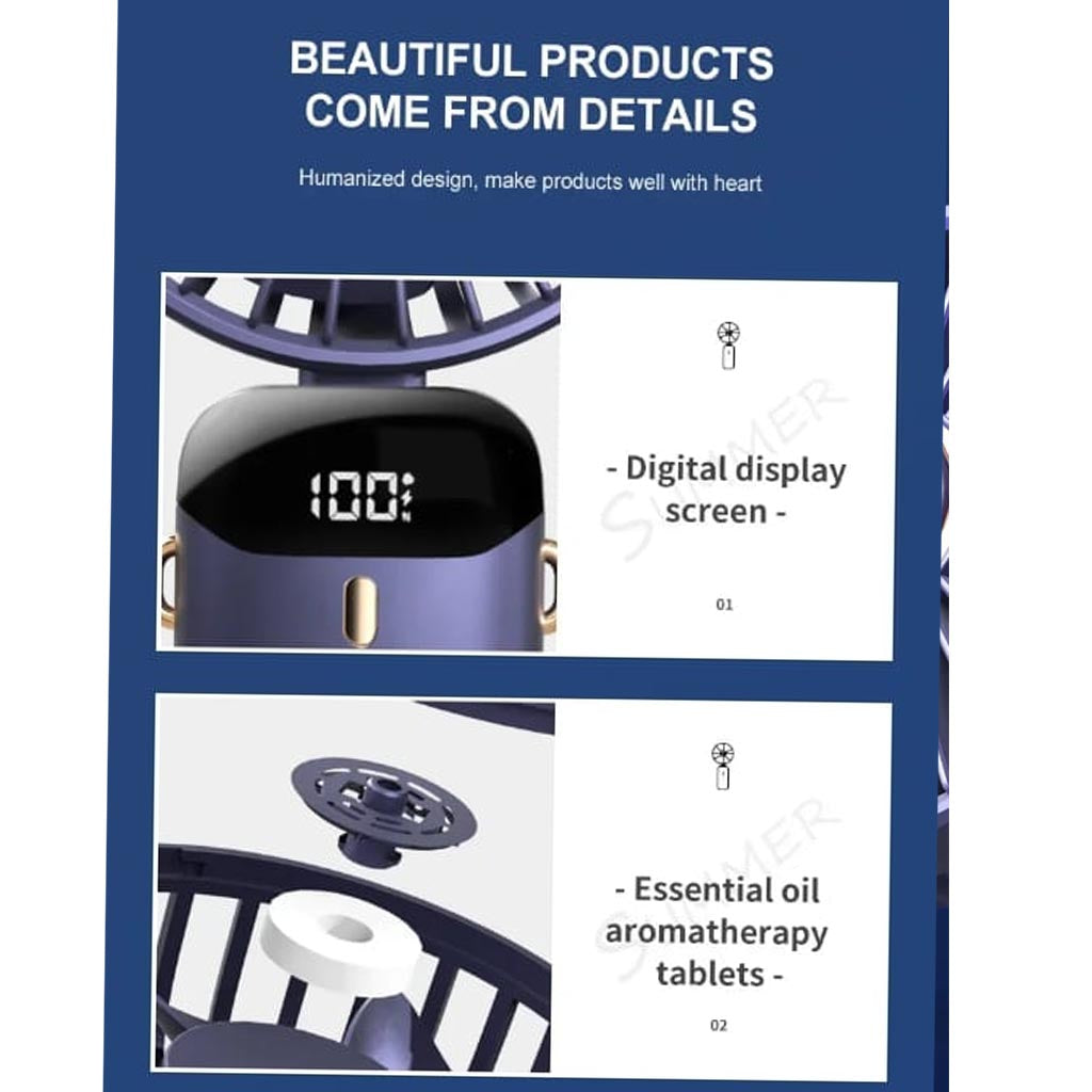 Portable Rotatable Handfan with display