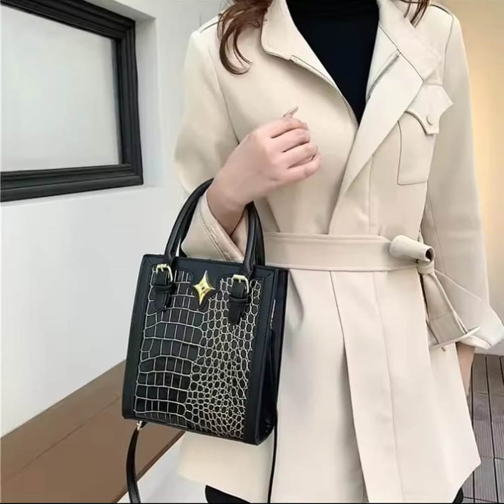 Vintage Crock Handbag – Crocodile Texture Bag For Women