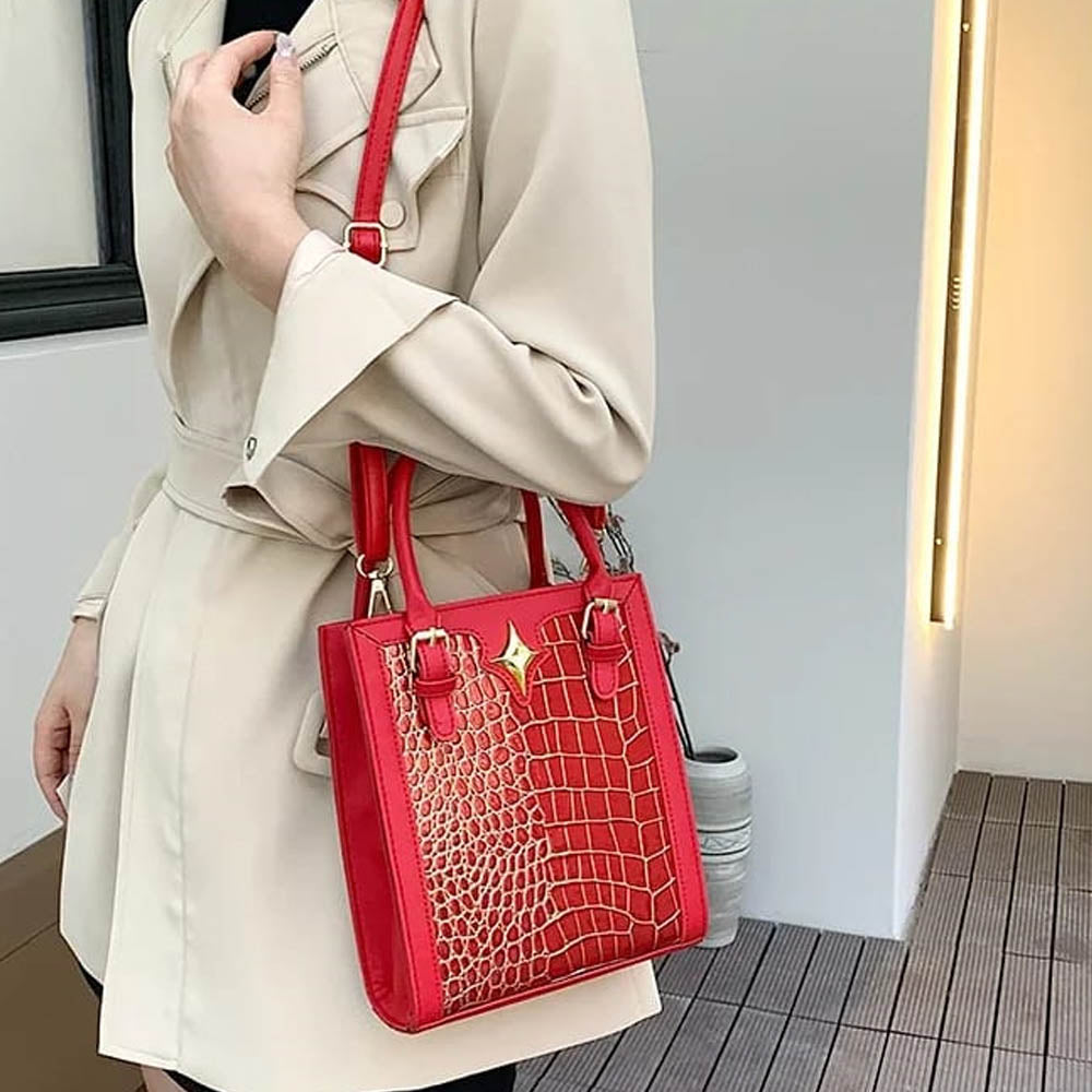 Vintage Crock Handbag – Crocodile Texture Bag For Women