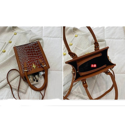 Vintage Crock Handbag – Crocodile Texture Bag For Women