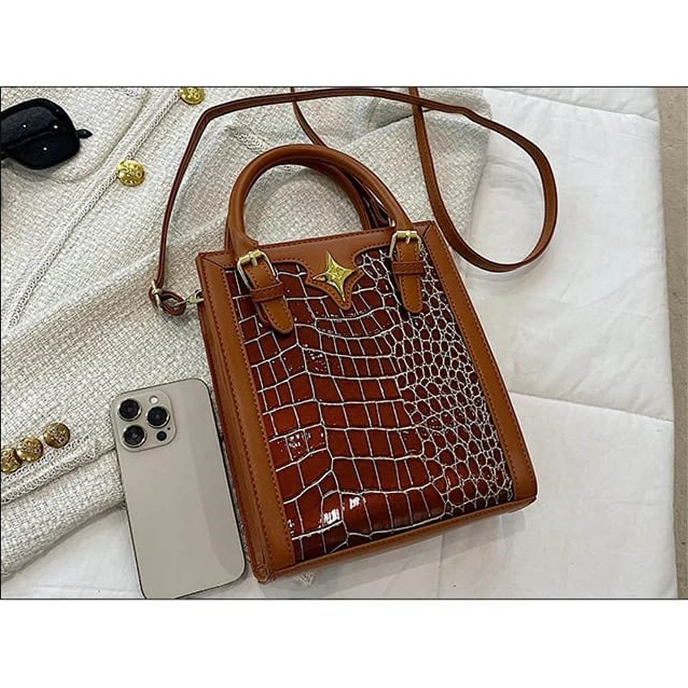 Vintage Crock Handbag – Crocodile Texture Bag For Women