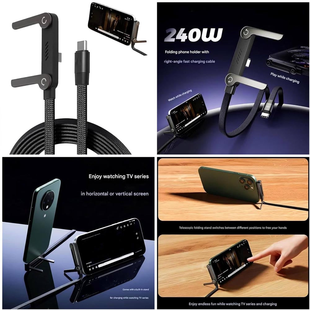 2in1 foldable Stand 1.5M charging data cable